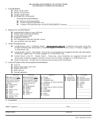 Document preview: Form OP-140129D Suicide Watch Conditions/Precautions - Oklahoma