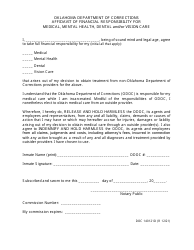 Document preview: Form OP-140121D Affidavit of Financial Responsibility for Medical, Mental Health, Dental and/or Vision Care - Oklahoma
