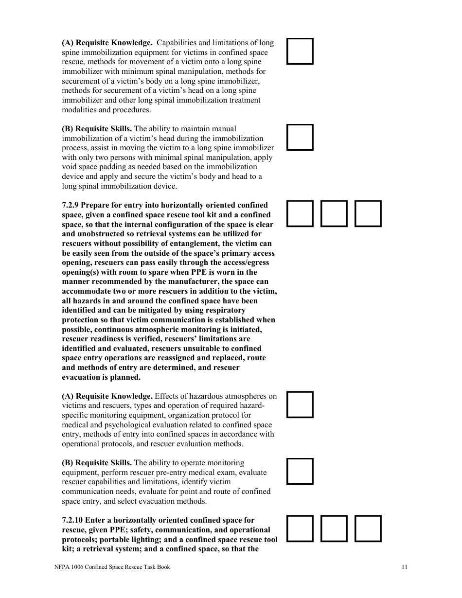 NFPA Confined Space Rescue Task Book - Oregon, Page 11