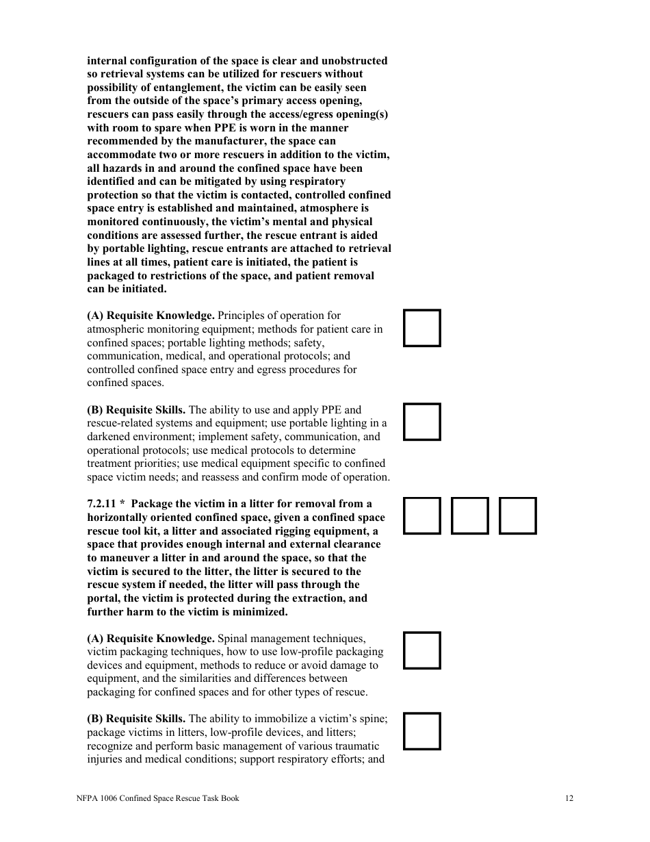 NFPA Confined Space Rescue Task Book - Oregon, Page 12