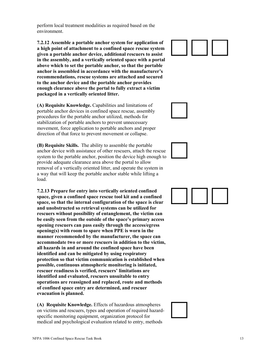 NFPA Confined Space Rescue Task Book - Oregon, Page 13