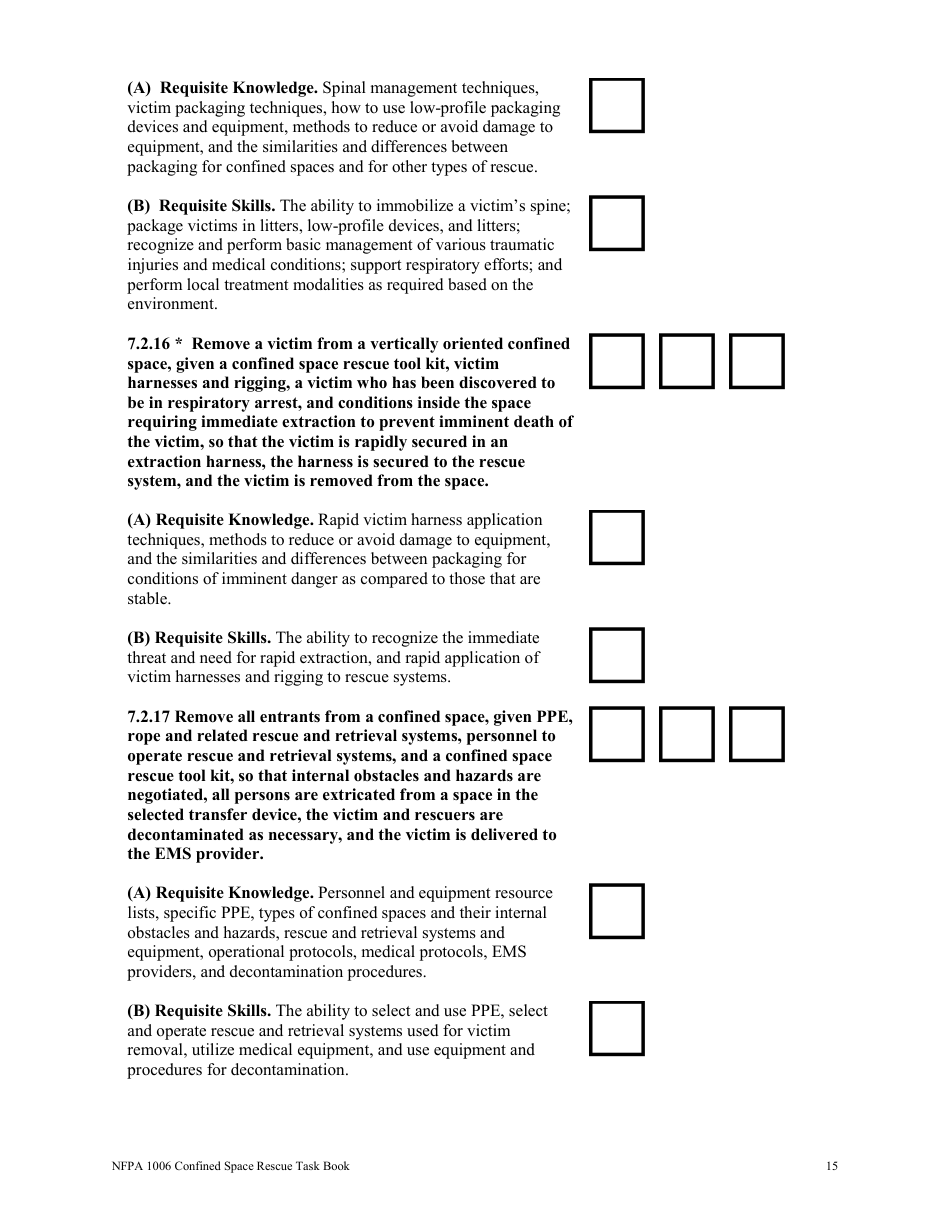 NFPA Confined Space Rescue Task Book - Oregon, Page 15