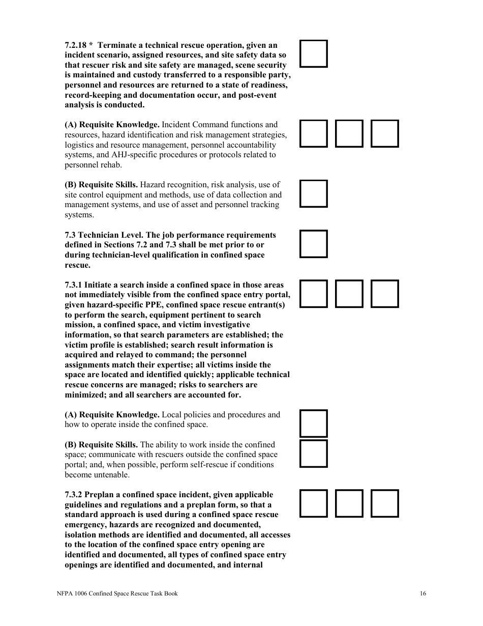 NFPA Confined Space Rescue Task Book - Oregon, Page 16