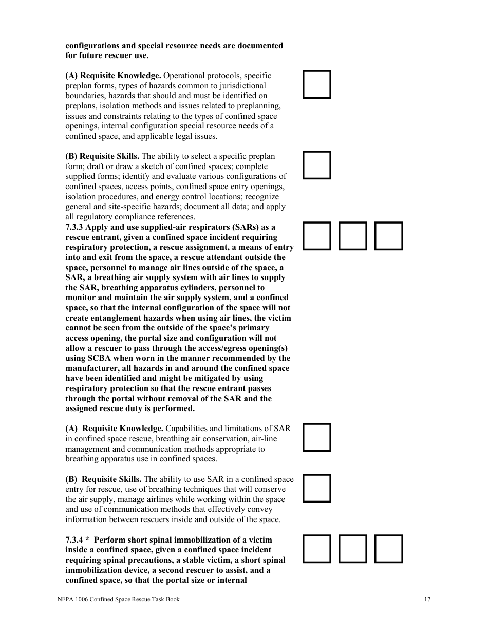 NFPA Confined Space Rescue Task Book - Oregon, Page 17