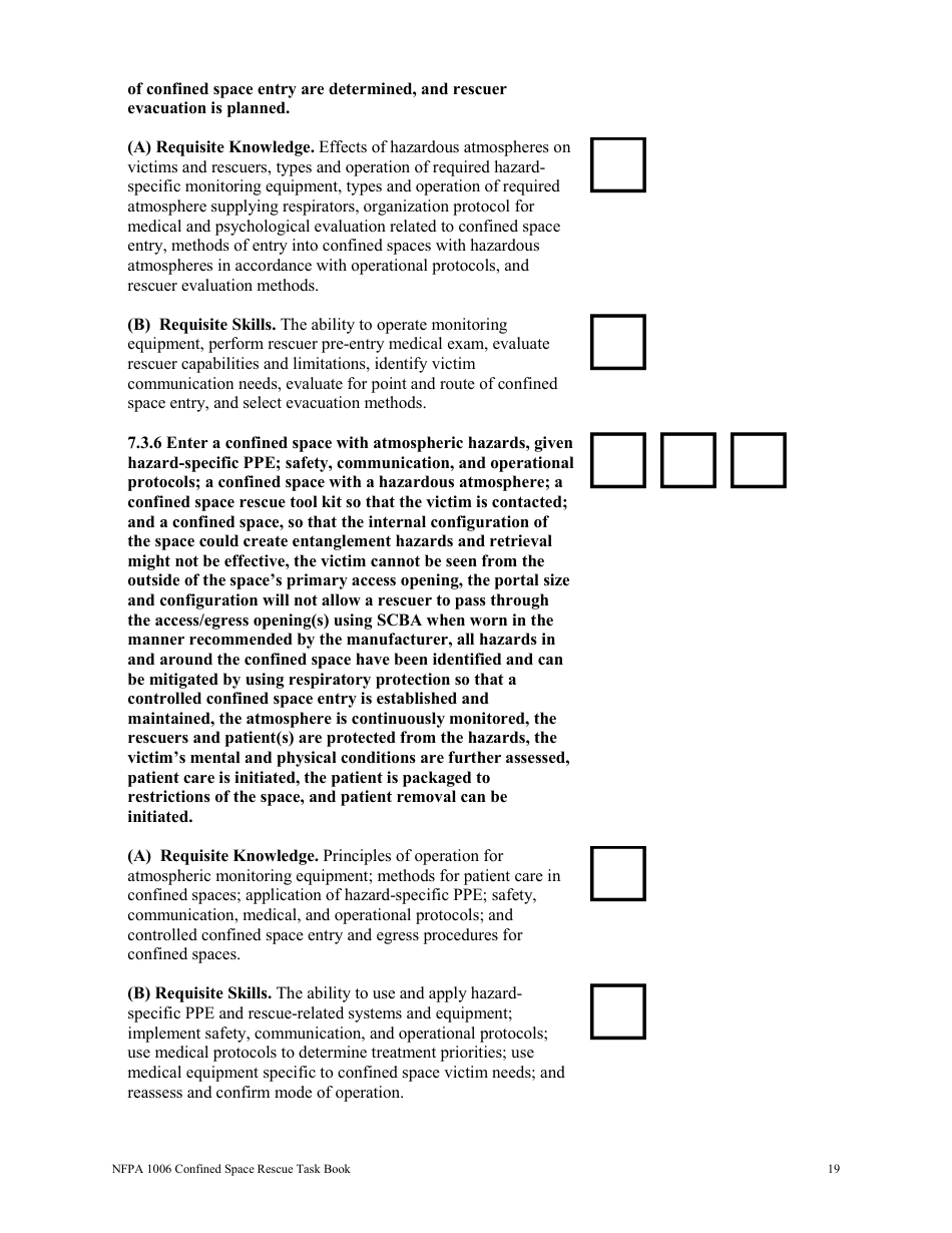 NFPA Confined Space Rescue Task Book - Oregon, Page 19