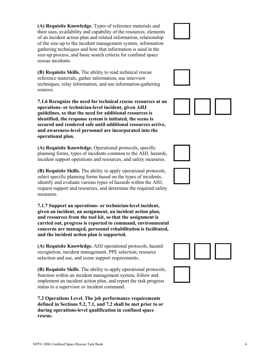 NFPA Confined Space Rescue Task Book - Oregon, Page 6