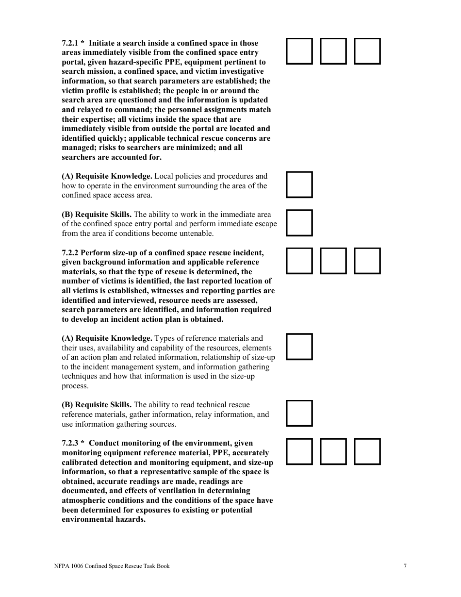 NFPA Confined Space Rescue Task Book - Oregon, Page 7
