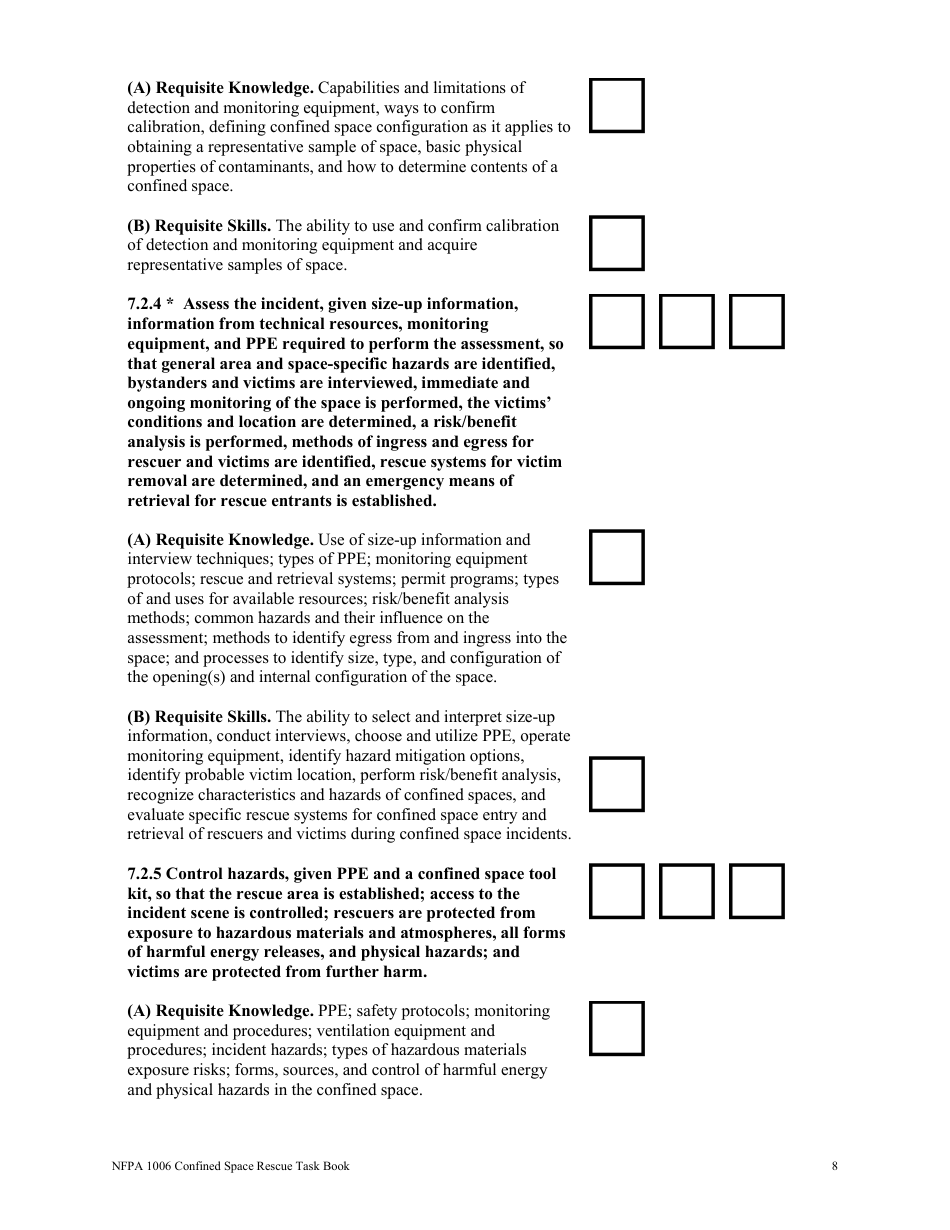 NFPA Confined Space Rescue Task Book - Oregon, Page 8