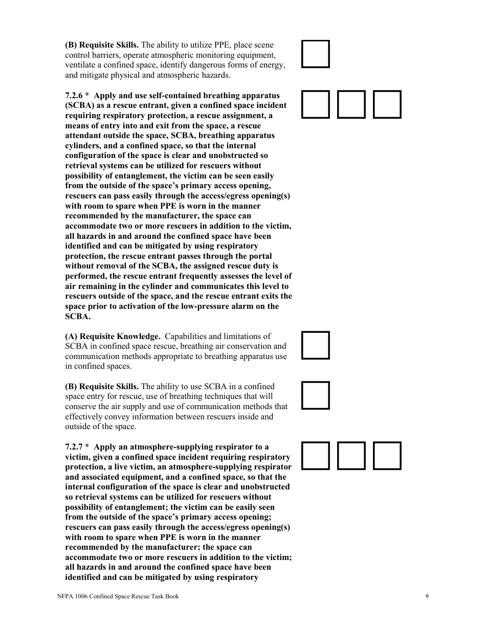 NFPA Confined Space Rescue Task Book - Oregon, Page 9