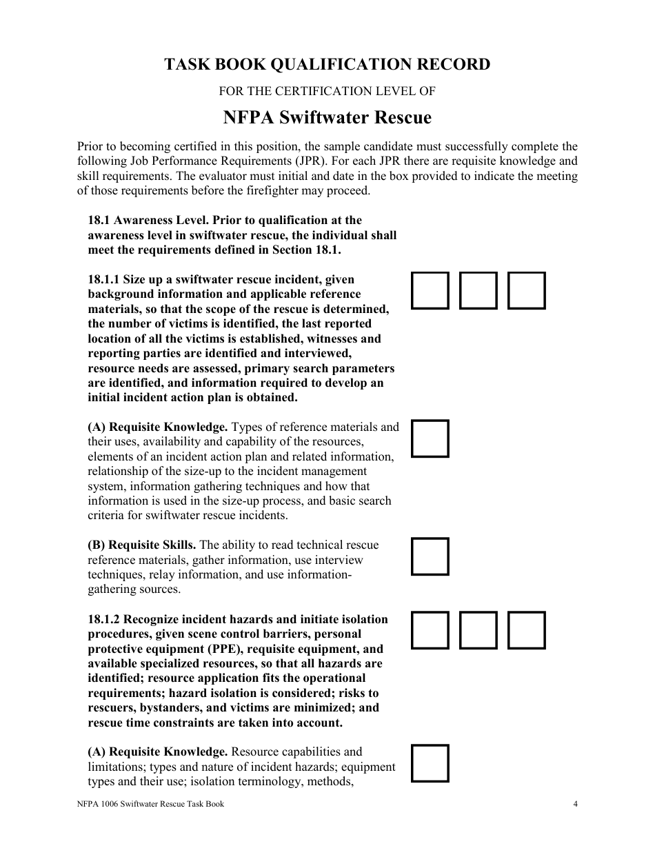 NFPA Swiftwater Rescue Task Book - Oregon, Page 4