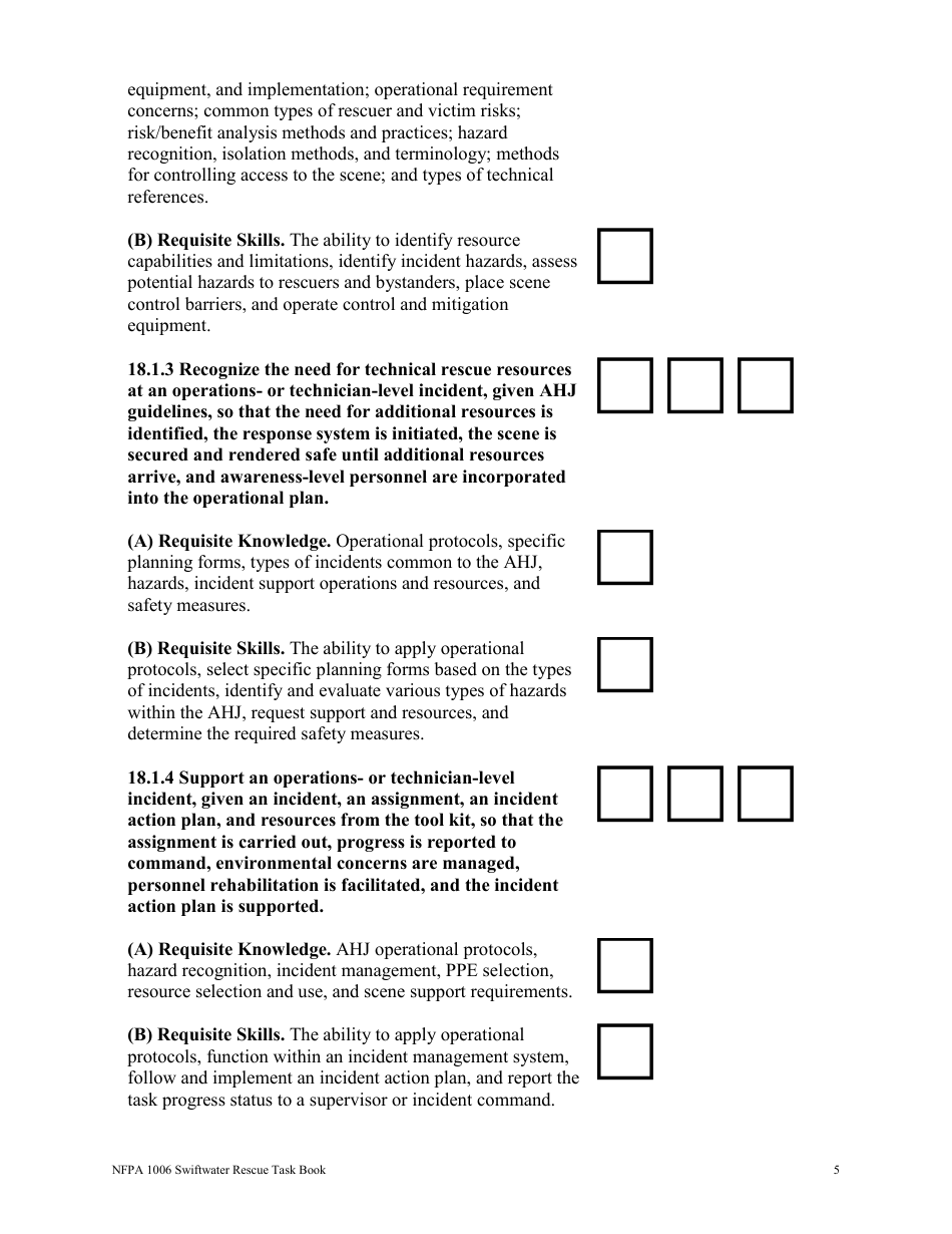NFPA Swiftwater Rescue Task Book - Oregon, Page 5