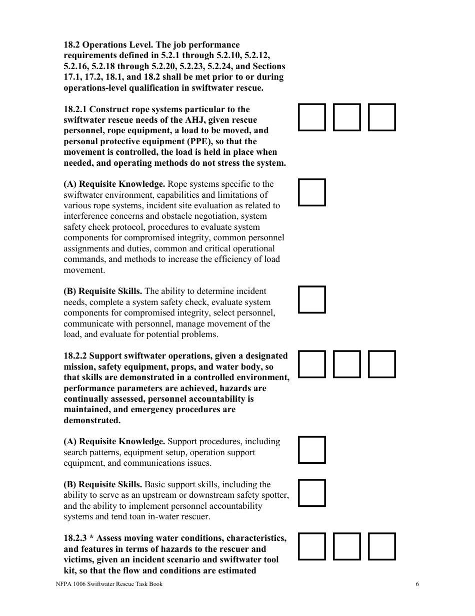 NFPA Swiftwater Rescue Task Book - Oregon, Page 6