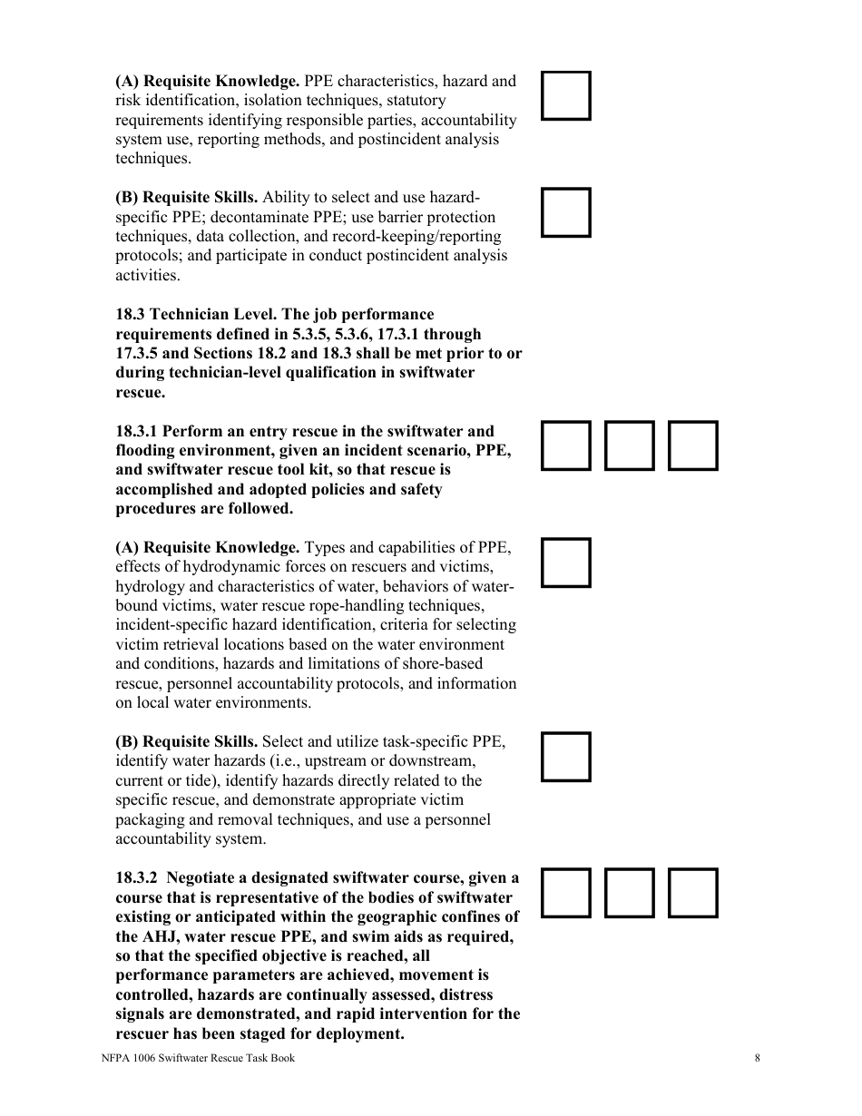 NFPA Swiftwater Rescue Task Book - Oregon, Page 8