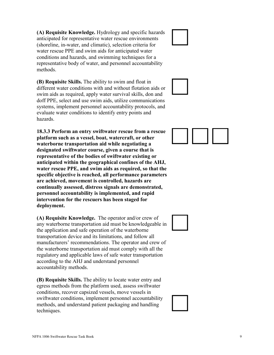 NFPA Swiftwater Rescue Task Book - Oregon, Page 9
