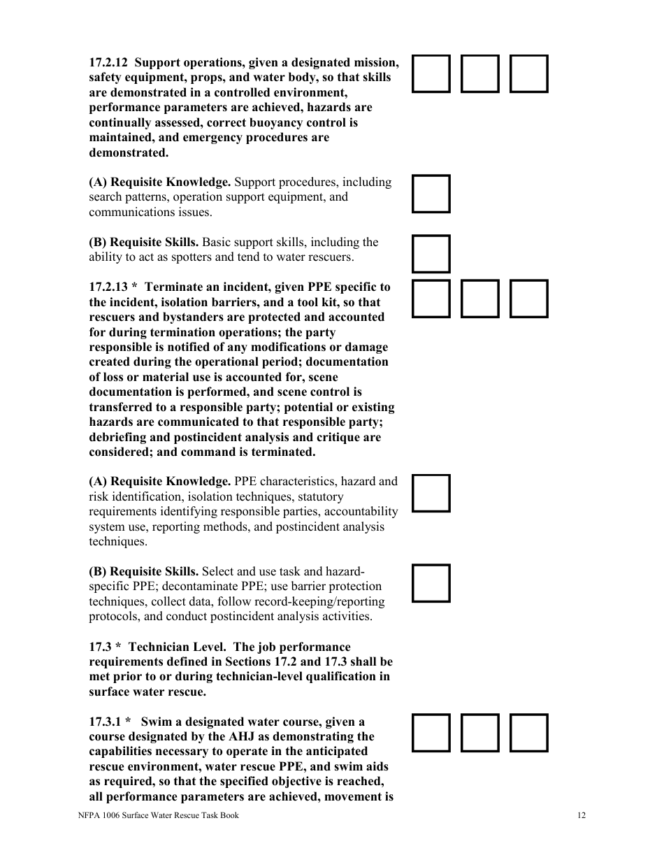 NFPA Surface Water Rescue Task Book - Oregon, Page 12