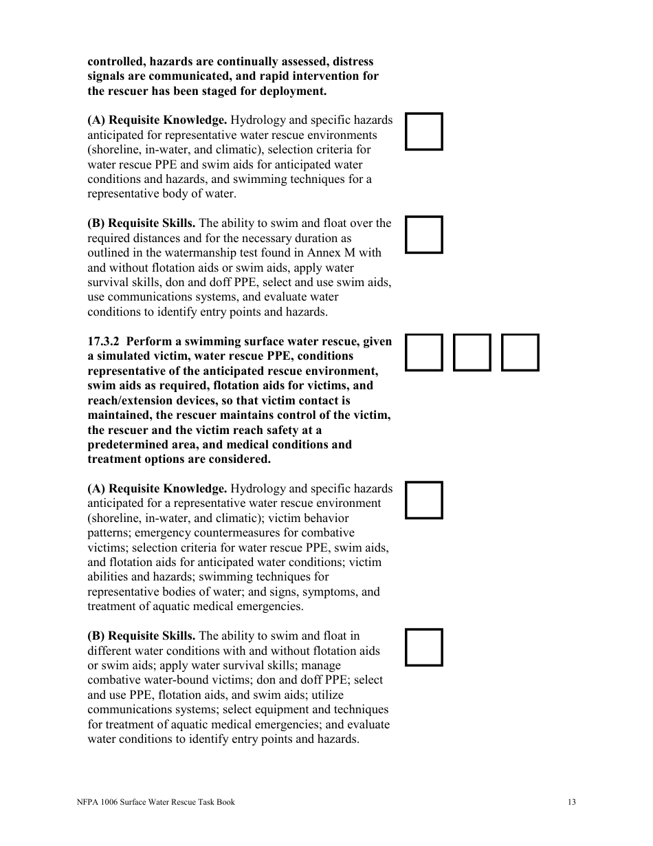 NFPA Surface Water Rescue Task Book - Oregon, Page 13