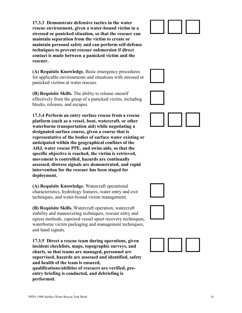 NFPA Surface Water Rescue Task Book - Oregon, Page 14
