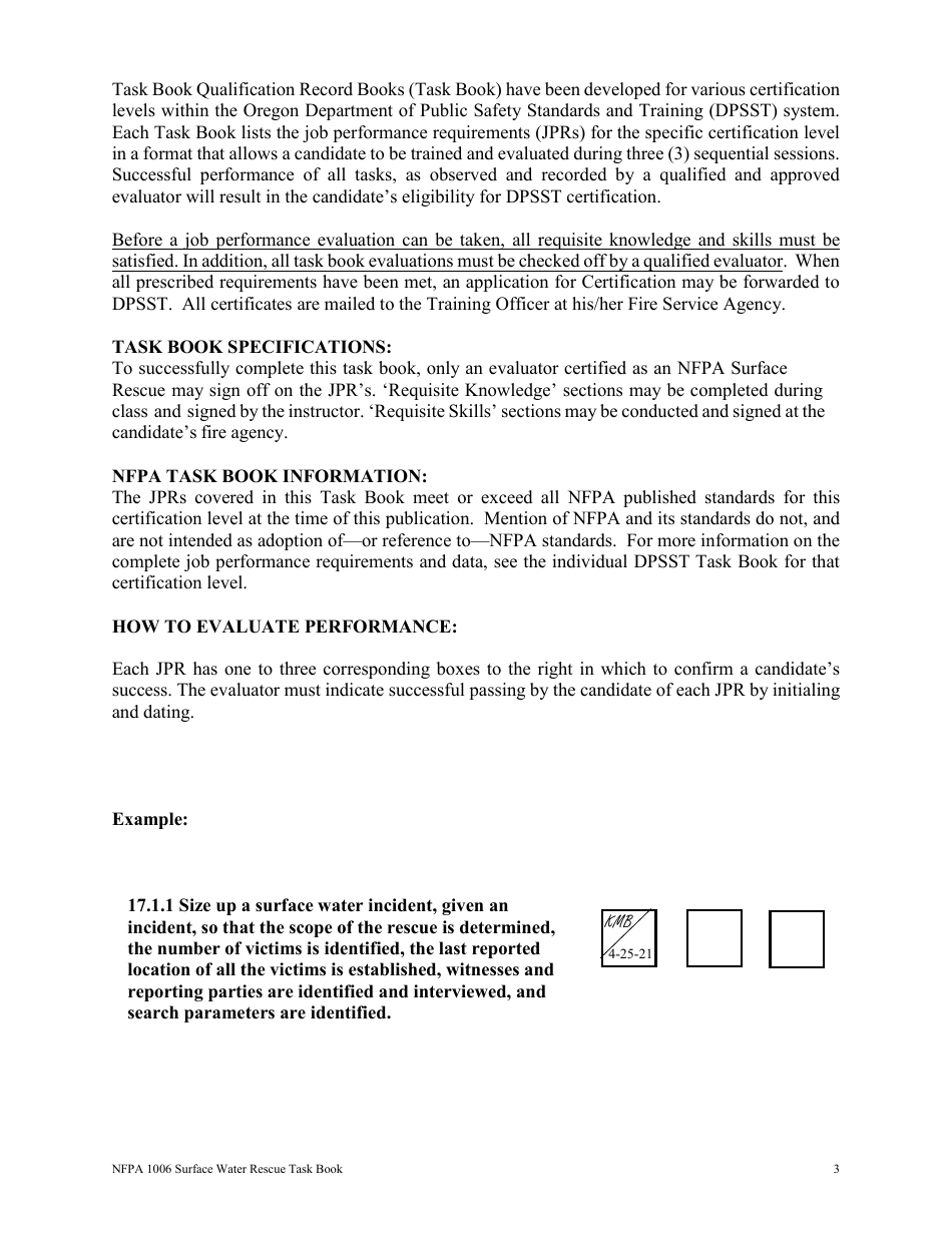 NFPA Surface Water Rescue Task Book - Oregon, Page 3