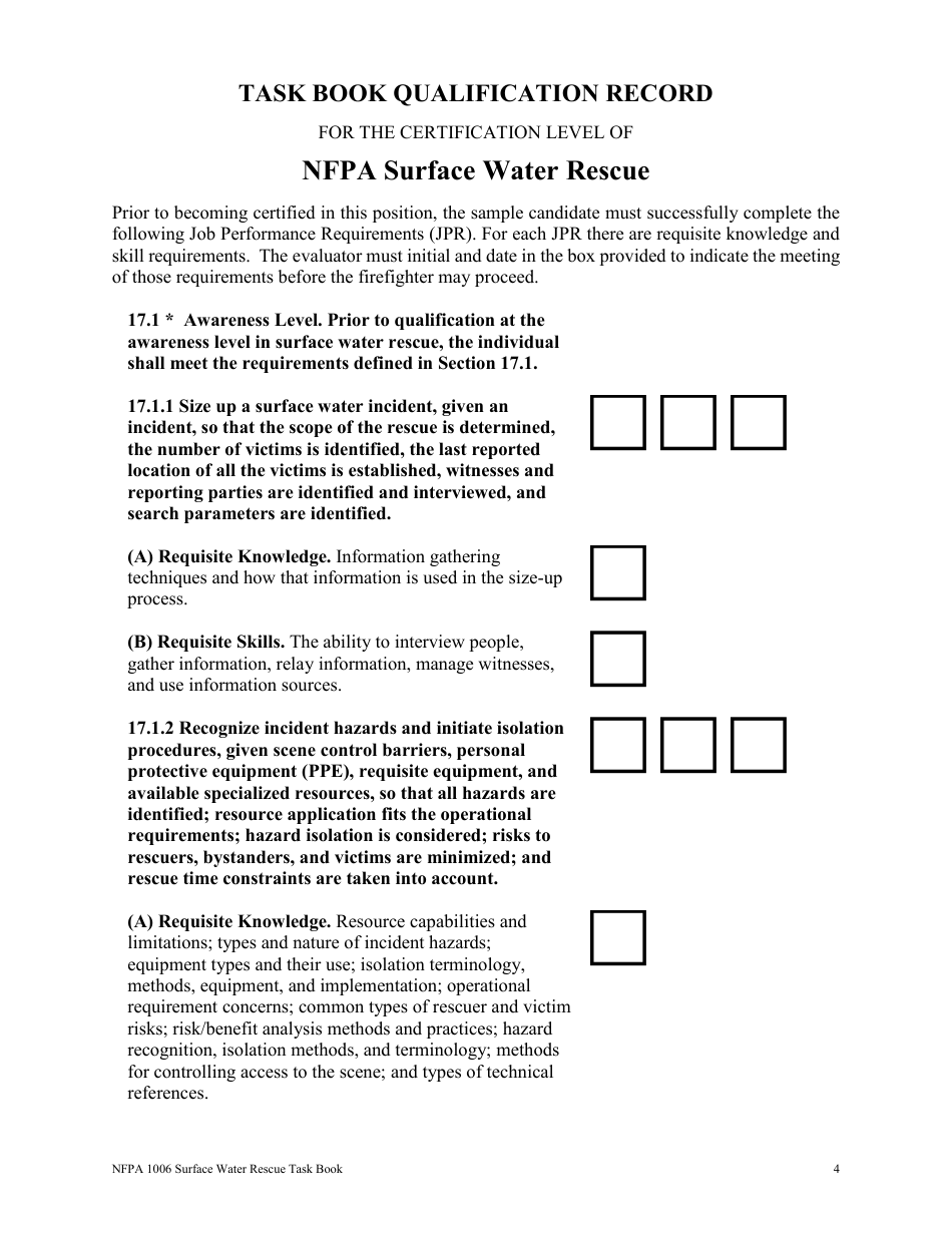 NFPA Surface Water Rescue Task Book - Oregon, Page 4