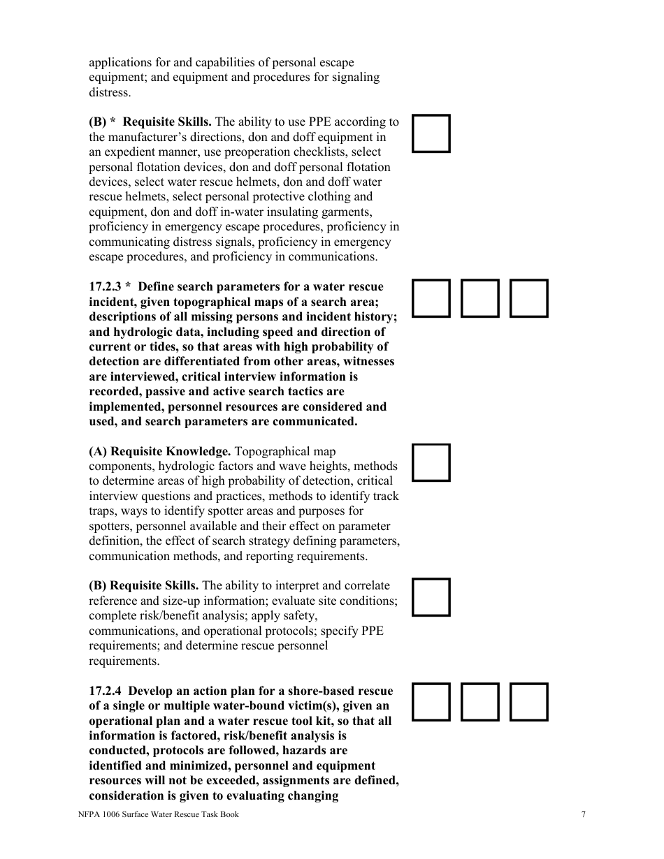 NFPA Surface Water Rescue Task Book - Oregon, Page 7