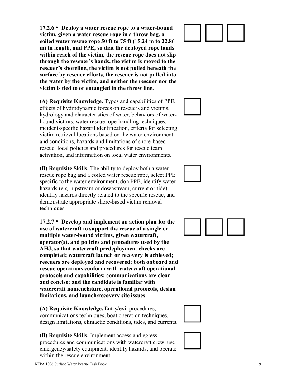 NFPA Surface Water Rescue Task Book - Oregon, Page 9