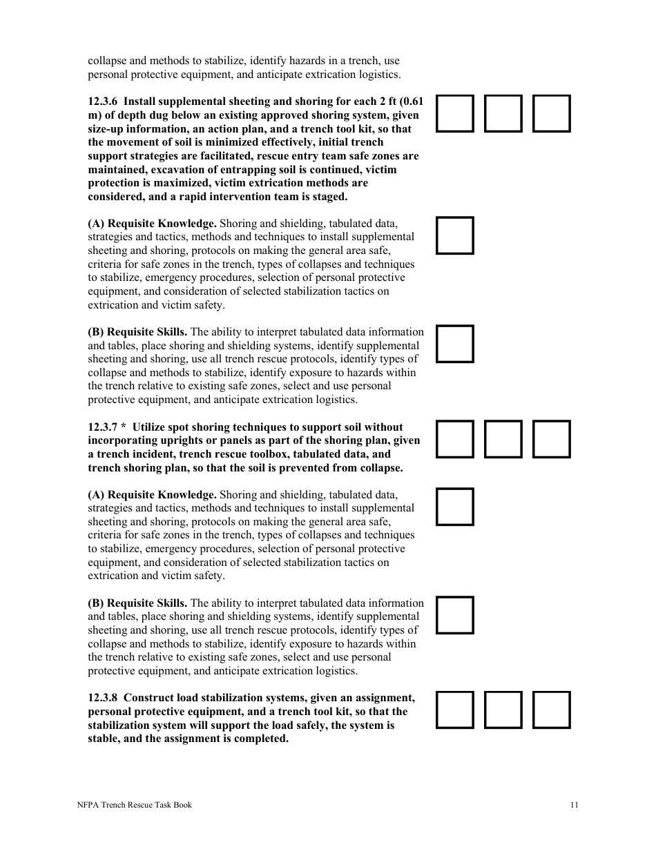 NFPA Trench Rescue Task Book - Oregon, Page 11