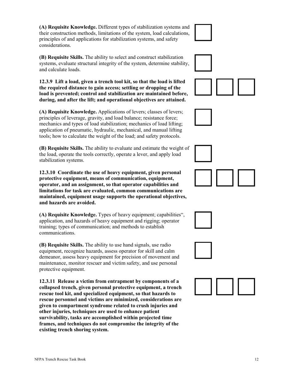 NFPA Trench Rescue Task Book - Oregon, Page 12