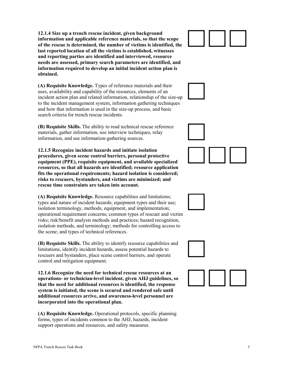 NFPA Trench Rescue Task Book - Oregon, Page 5