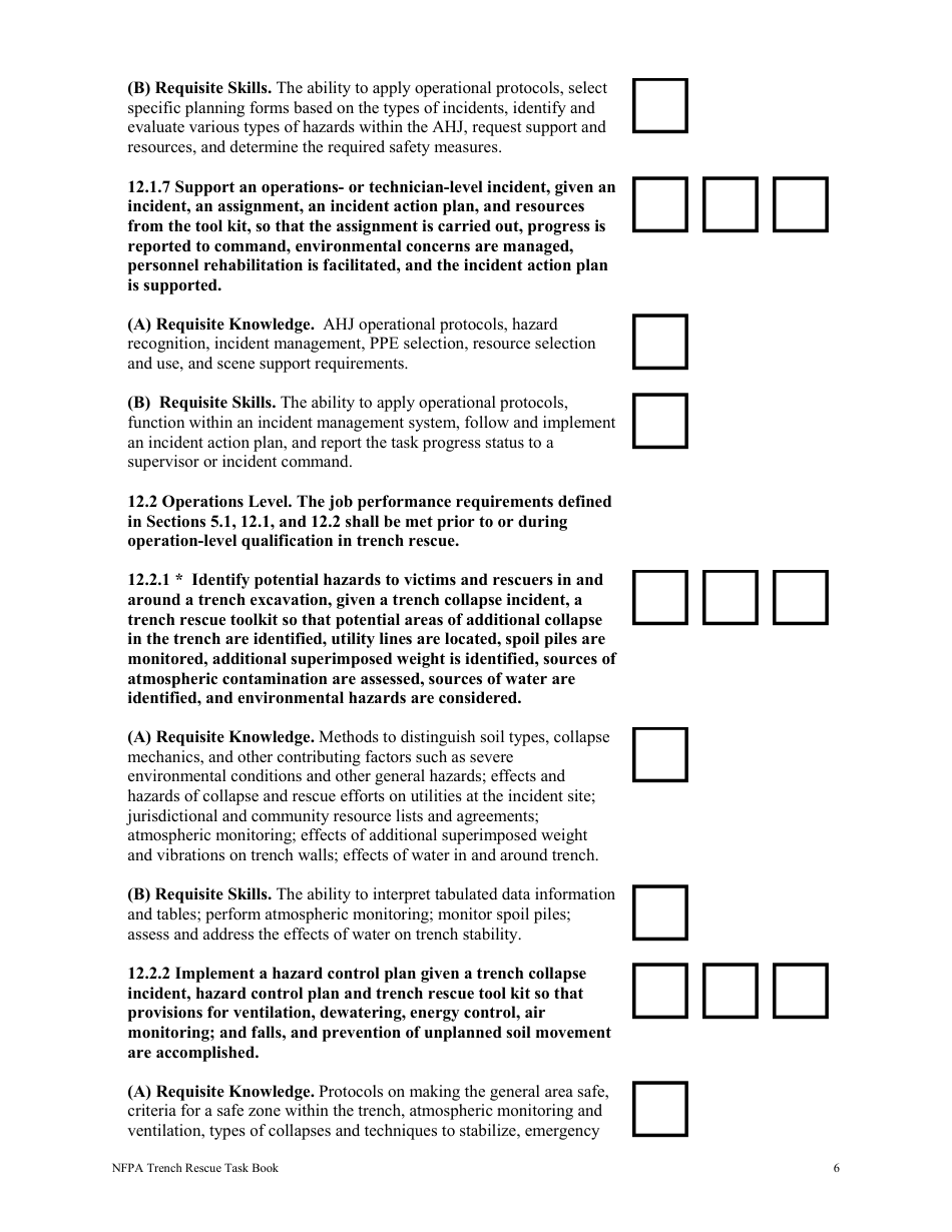 NFPA Trench Rescue Task Book - Oregon, Page 6