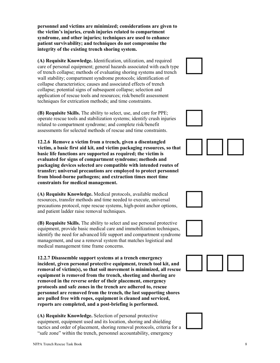 NFPA Trench Rescue Task Book - Oregon, Page 8