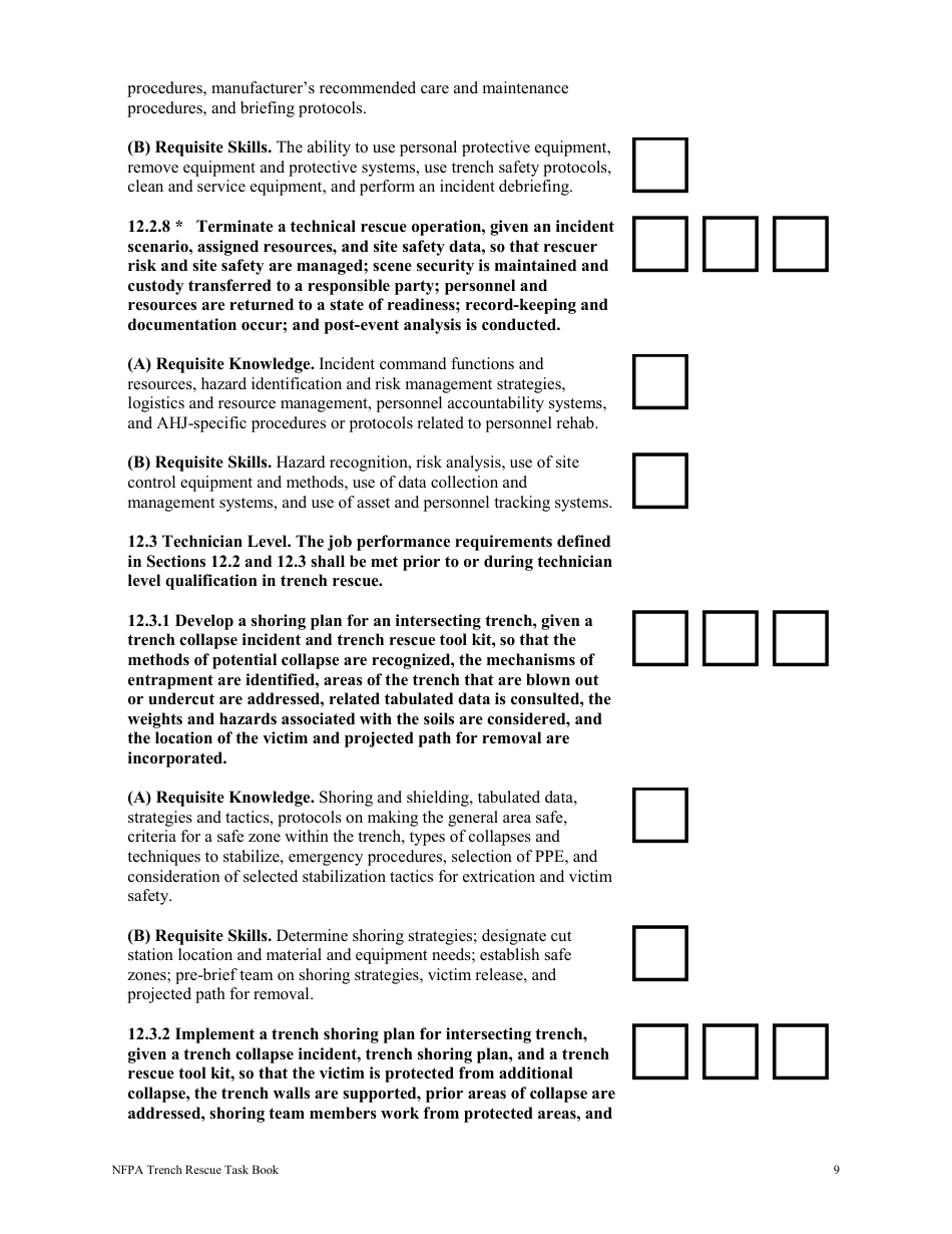 NFPA Trench Rescue Task Book - Oregon, Page 9