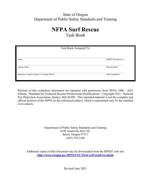 NFPA Surf Rescue Task Book - Oregon Download Pdf