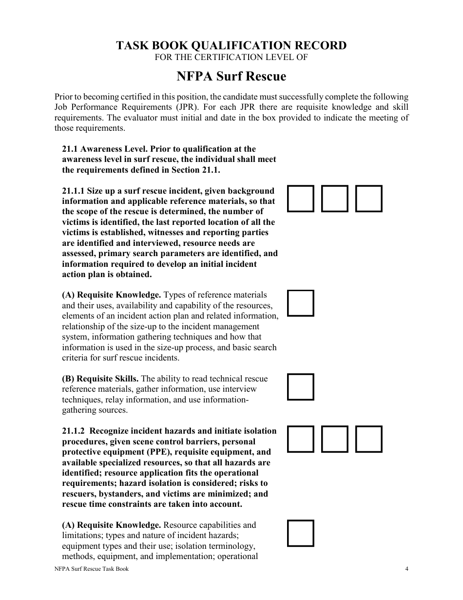 NFPA Surf Rescue Task Book - Oregon, Page 4