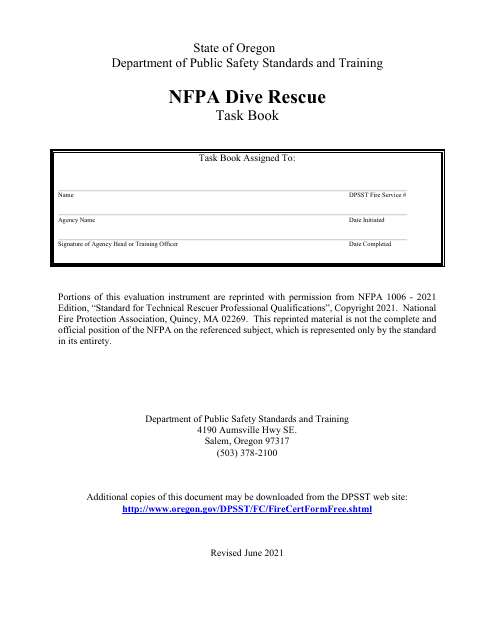 NFPA Dive Rescue Task Book - Oregon Download Pdf