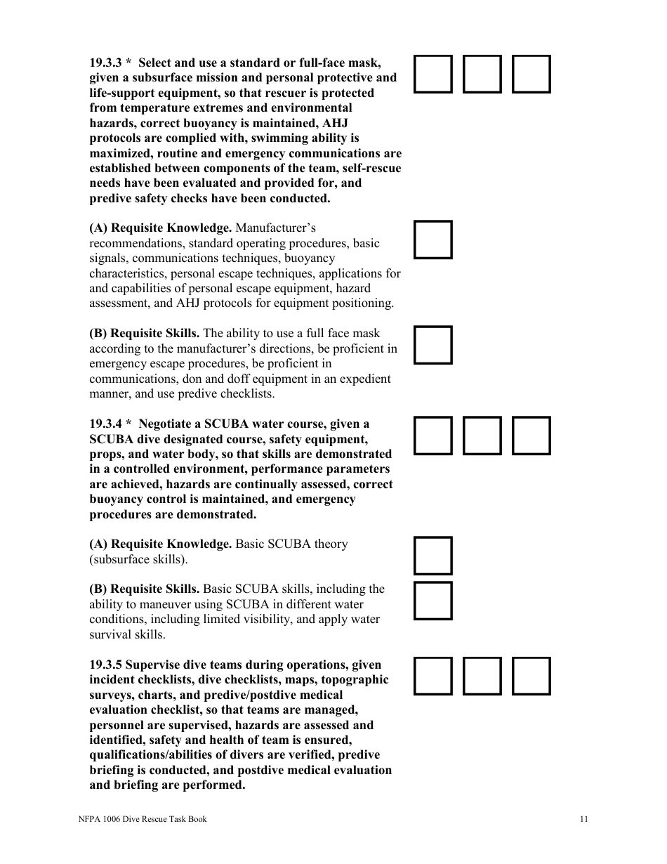 NFPA Dive Rescue Task Book - Oregon, Page 11