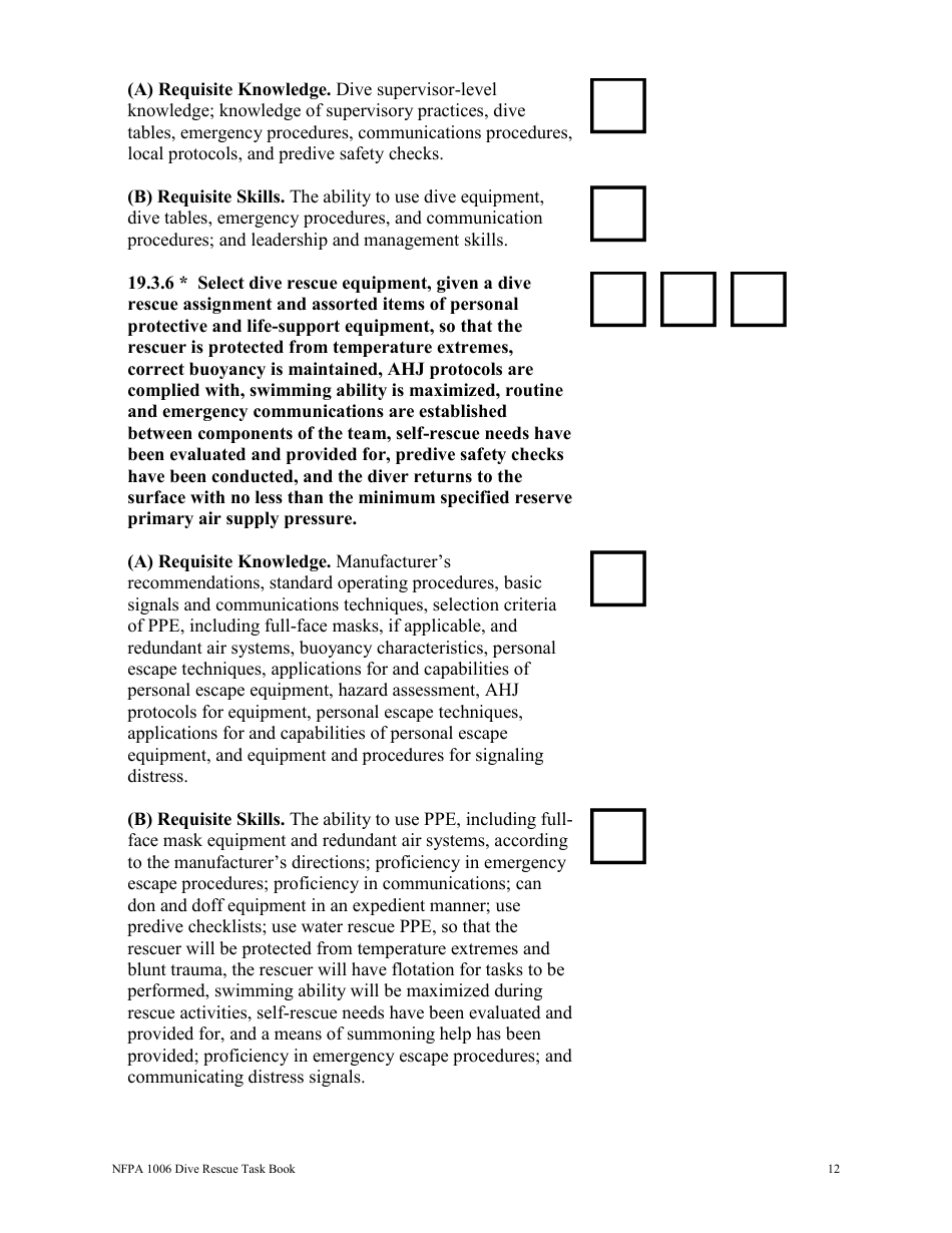 NFPA Dive Rescue Task Book - Oregon, Page 12