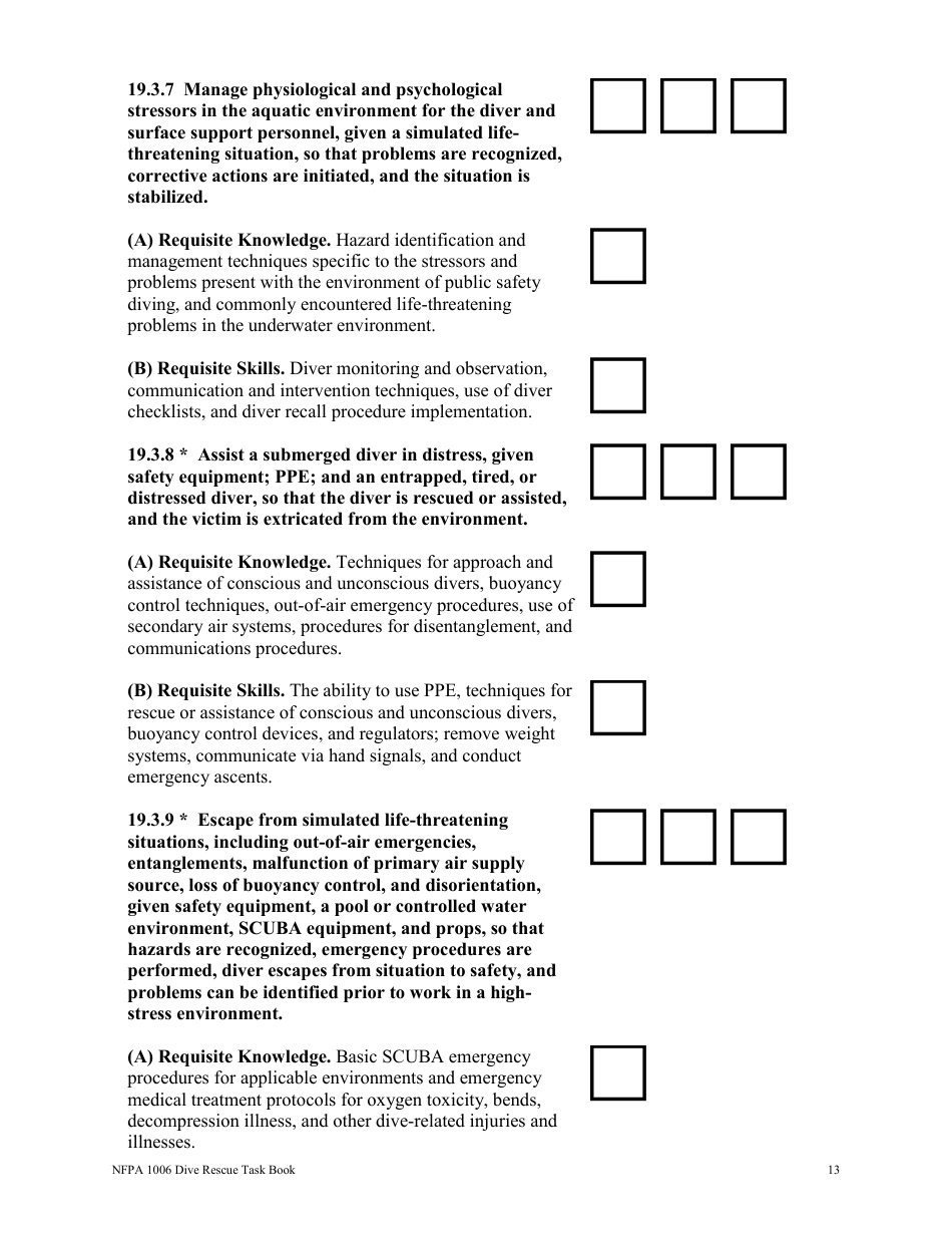 NFPA Dive Rescue Task Book - Oregon, Page 13