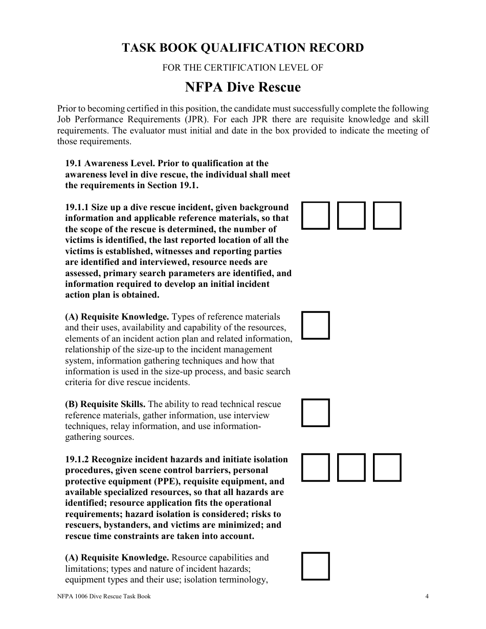 NFPA Dive Rescue Task Book - Oregon, Page 4