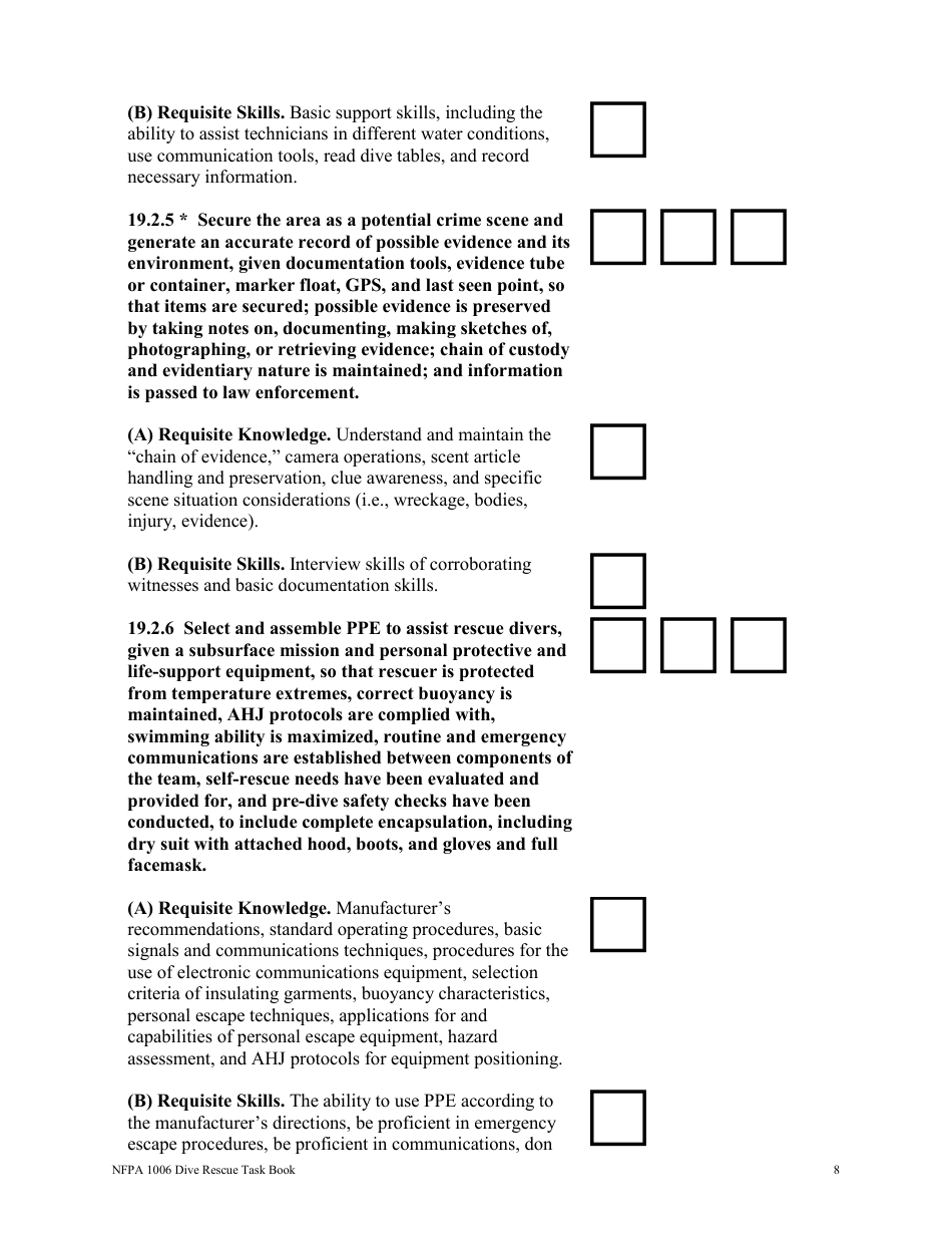 NFPA Dive Rescue Task Book - Oregon, Page 8
