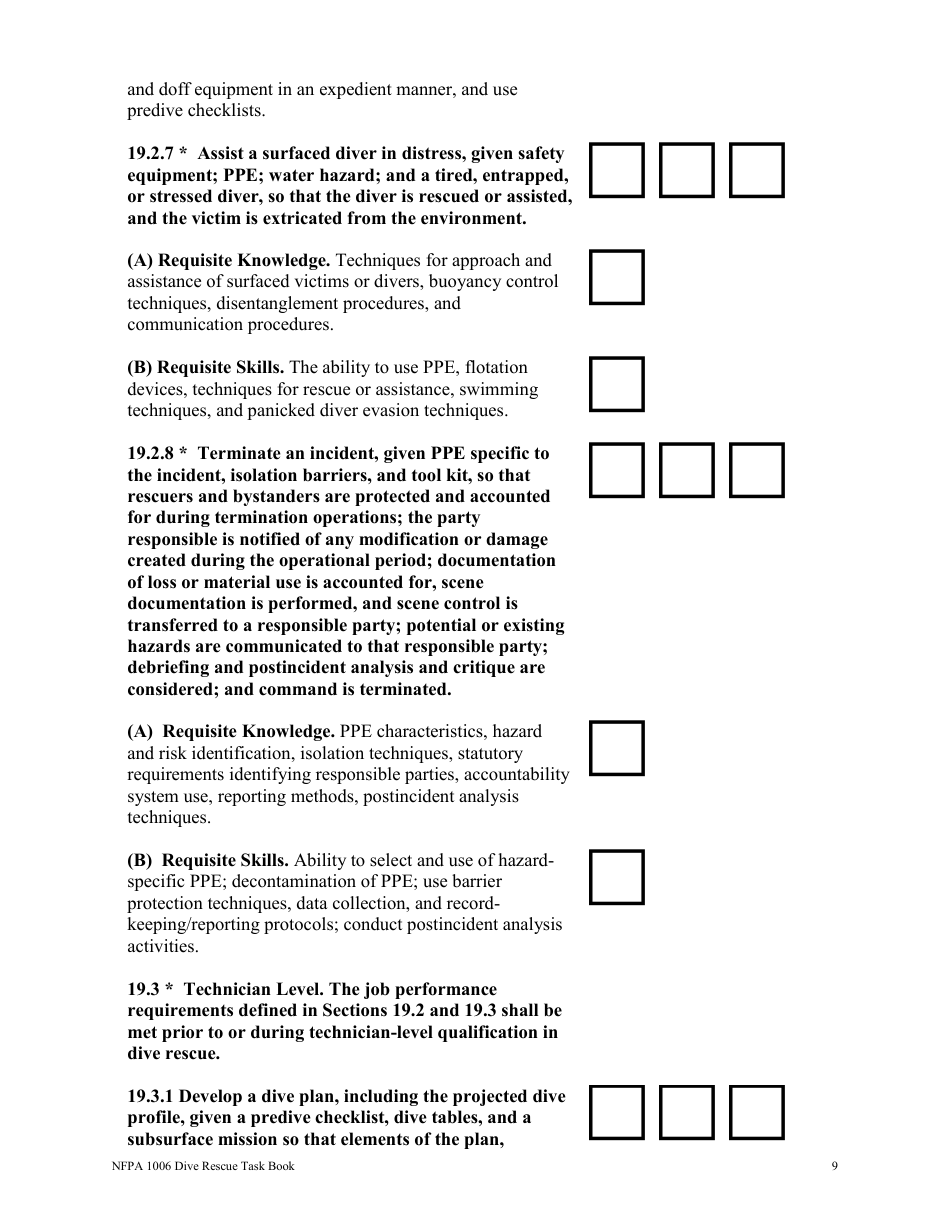 NFPA Dive Rescue Task Book - Oregon, Page 9