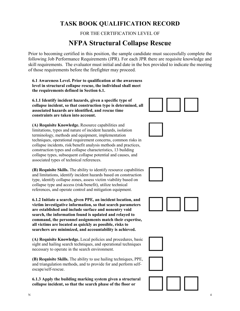NFPA Structural Collapse Rescue Task Book - Oregon, Page 4