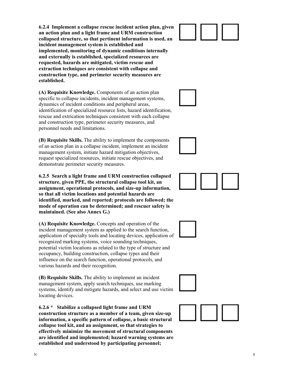 NFPA Structural Collapse Rescue Task Book - Oregon, Page 8