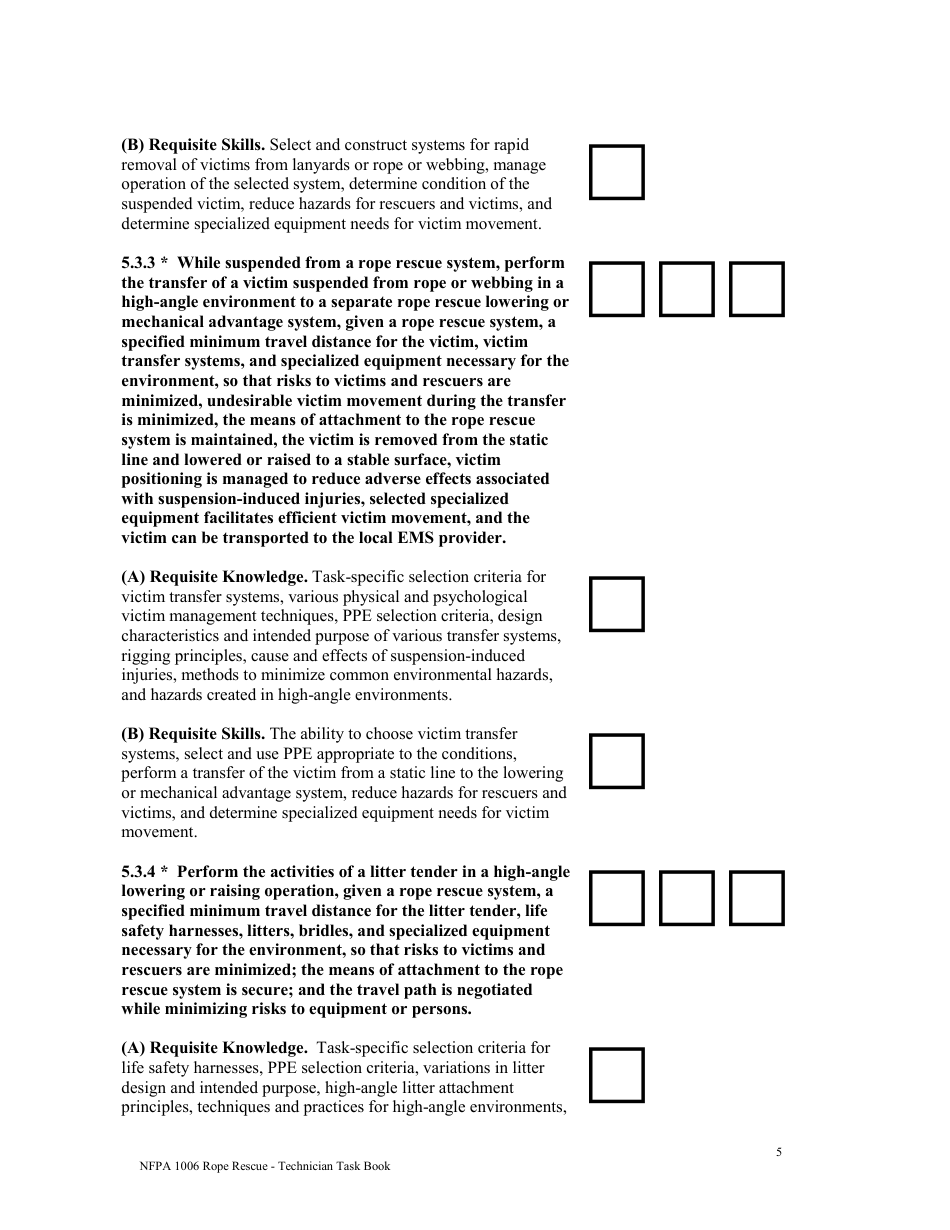NFPA Rope Rescue - Technician Task Book - Oregon, Page 5