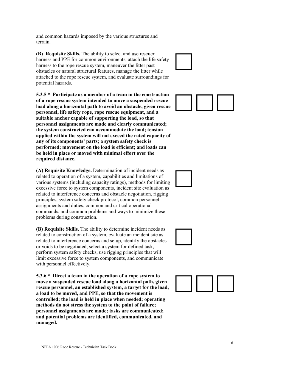 NFPA Rope Rescue - Technician Task Book - Oregon, Page 6