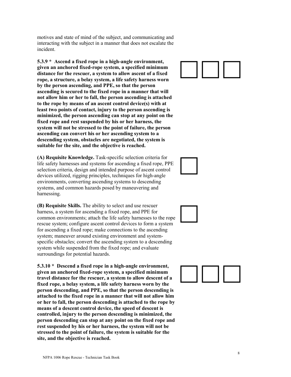 NFPA Rope Rescue - Technician Task Book - Oregon, Page 8