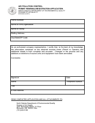 Document preview: Form SFN60242 Air Pollution Control Permit Renewal/Registration Application - North Dakota