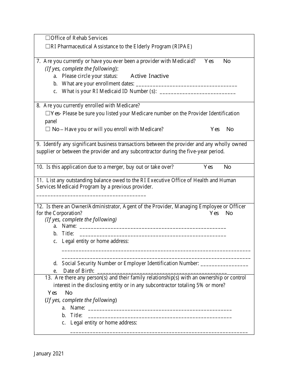 Medicaid Disclosure Questions - Rhode Island, Page 2