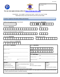 Temporary Initial Educator Certificate Application Form - Rhode Island, Page 5