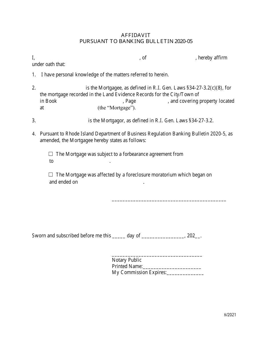 Affidavit Pursuant to Banking Bulletin - Rhode Island, Page 3
