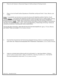 Form 403-01-DD Employee of the Year Nomination Form - South Carolina, Page 2